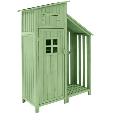 Sonnenh Gartenschrank Grün Holz 124 x 46 cm Gerätehaus für Garten