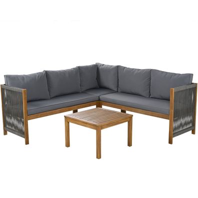 Sonnenh Lounge-Set Grau Polyester mit Tisch für Garten Terrasse