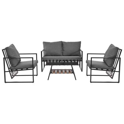 Sonnenh Lounge-Set Schwarz 4-teilig mit Tisch & Kissen Garten Terrasse