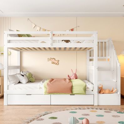Sonnenh Etagenbett Weiß 90 x 200 cm mit Stauraum