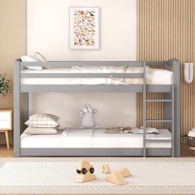 Etagenbett Kinder Jugendliche 90x200cm grau massiver Kieferrahmen