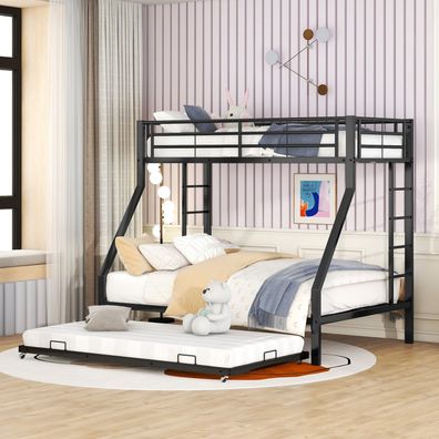 Etagenbett Metall schwarz 90(140)x200cm ausziehbar Leiter 2-seitig