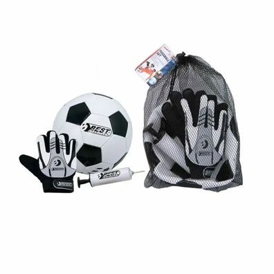 Fußball Gr. 5, 1 Paar Torwarthandschuhe Gr. 6, 1 Ballpumpe
