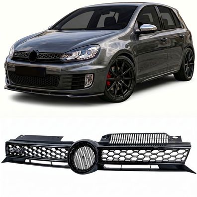 Sport Kühlergrill Schwarz Glanz BLACK passt für VW Golf 6 auch GTI 08-13