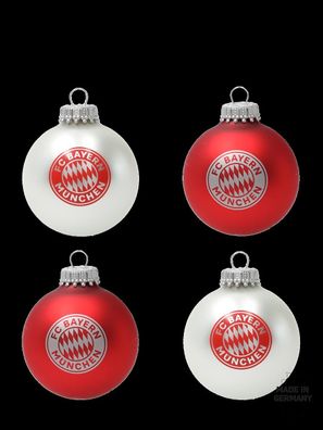 FC Bayern München Christbaumkugel 4er Set Rot/Weiß
