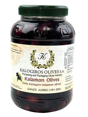 Kalogiros Kalamata Oliven ganz 6x 1kg mit Stein in Salzlake aus Griechenland
