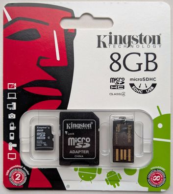 NEU: 8GB Kingston microSDHC Class 4 Secure Digital 8 GB MBLY4G2/8GB