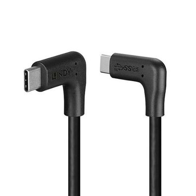 LINDY 1m USB 3.2 Typ C Kabel 2 x 90 Grad gewinkelt