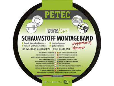 Petec Schaumstoff-Montageband schwarz doppelseitig klebend SB-Karte