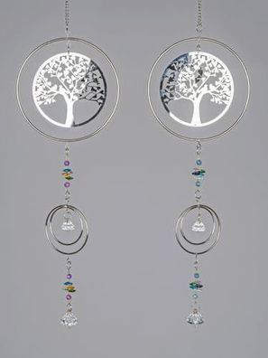 2er Set Fensterdeko Hänger Baum Edelstahl Hängedeko 18 x 52 cm