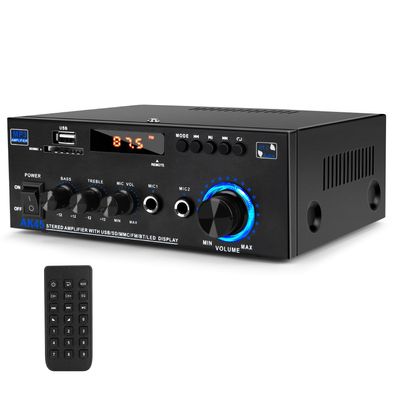 AK55 Bluetooth Stereo-Verstärker 2-Kanal HiFi mit FM Radio Karaoke USB