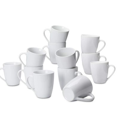 Kaffeetassen-Set 12-teilig Porzellan 355 ml Weiß stapelbar