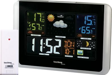 Funk-Wetterstation Farbdisplay Außensensor Funkuhr Mondphase
