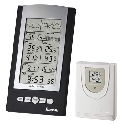 Hama Wetterstation mit Barometer Außensensor DCF-Funkuhr