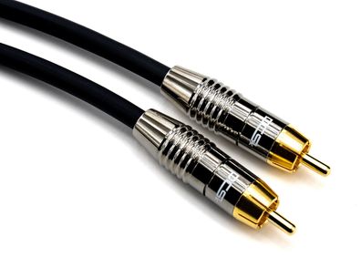 Subwoofer-Kabel 20m Mono Cinch vergoldet 3-fach geschirmt OFC