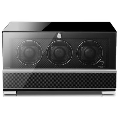 Modalo - 3303 885S - Uhrenbeweger für 3 Uhren - Clasico Premium Hochglanz Carbon
