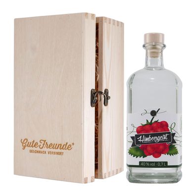 Renchtäler Himbeergeist mit Geschenk-Holzkiste