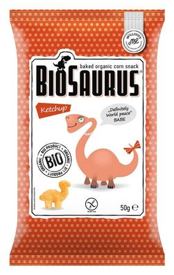3x BioSaurus Biosaurus Bio Snack aus Mais Ketchup "Babe" glutenfrei 50g