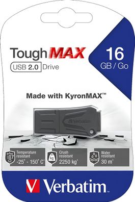 Speicherstick USB 2.0 16 GB ToughMAX, schwarz, Lese: bis 8 MB/s,