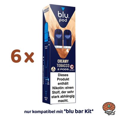 blu pod CREAMY Tobacco 9mg/ml Nikotin 6x 2 Liquidpods für blu bar Kit