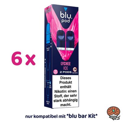 blu pod LYCHEE ICE 18mg/ml Nikotin 6x 2 Liquidpods für blu bar Kit