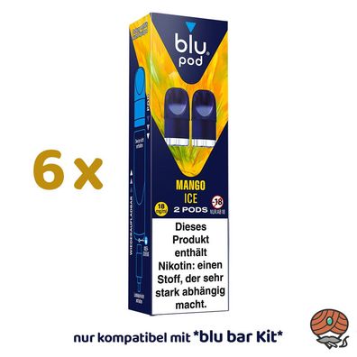 blu pod MANGO ICE 18mg/ml Nikotin 6x 2 Liquidpods für blu bar Kit