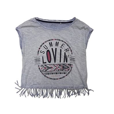Esprit Mädchen Fransen T-Shirt Gr. 164 hellblau Summer Lovin Sehr Gut