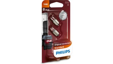 Kugellampe 24 V, 4 W BA9s, T4W Philips, 2 Stück, SB-verpackt