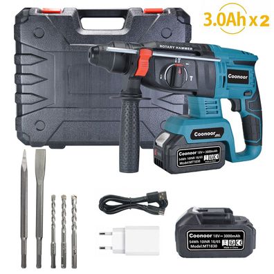 Akku Bohrhammer Brushless 21V SDS-Plus 3,0J Schlagbohrer 2x 3Ah Typ-C Akku