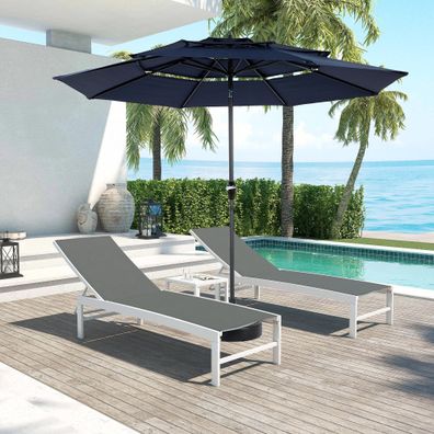 14.8Ft Navy Blue Double Sided Outdoor Rectangular Umbrella with Crank
