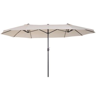 Outsunny Beige Oval Gartenschirm 455x270x240cm mit Handkurbel