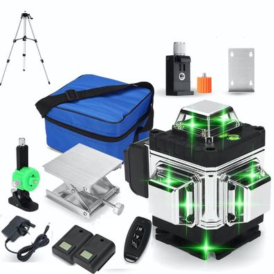 16-Linien 4D Grünlaser mit Alu-Stativ, IP54, 360°, 4000mAh
