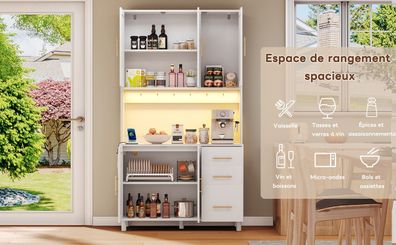 Sonnenh Buffetschrank Weiß 100 x 40 x 183 cm MDF 3 Schubladen Küche