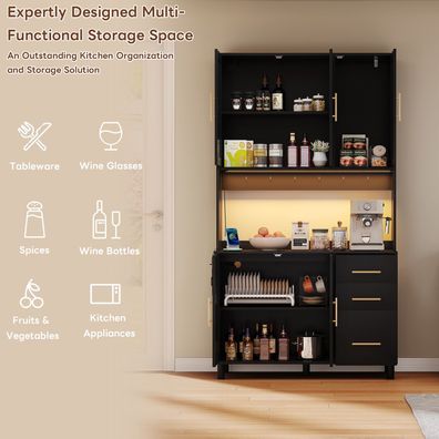 Sonnenh Buffetschrank Schwarz 100 x 40 x 183 cm MDF 3 Schubladen Küche