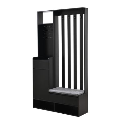 Sonnenh Kleiderständer Schwarz MDF 100 x 35 x 180 cm mit Schuhregal Flur