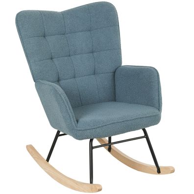 HOMCOM Schaukelstuhl Hellblau Gepolstert Berbervliesoptik bis 120kg