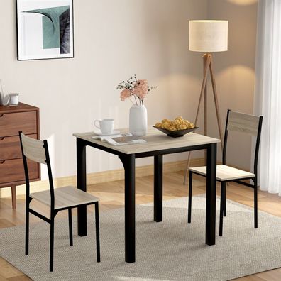 Sitzgruppe Esszimmer Esstisch 2 Stühle Balkon Wohnzimmer Naturfarbe