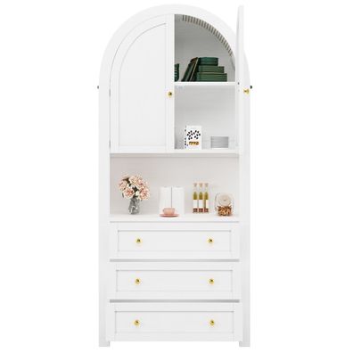Sonnenh Hochschrank Weiß 70 x 35 x 180 cm MDF 3 Schubladen Wohnzimmer