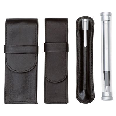 Alassio Schreibgeräte-Etui Stifteetui für 2 Schreibgeräte Echtleder schwarz