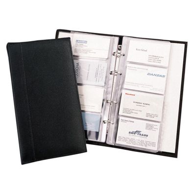 Alassio Visitenkarten-Ringbuch Visitenkartenalbum Etui Lederimitat schwarz 41008