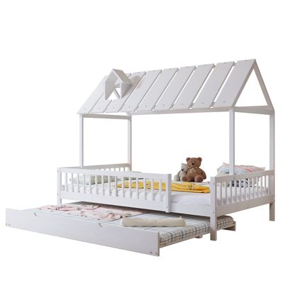 Sonnenh Bettgestell Weiß 120 x 200 cm, 120 x 190 cm mit USB & Stauraum