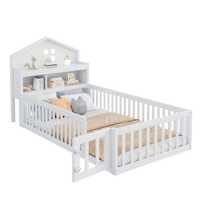 Sonnenh Kinderbett Weiß 90 x 200 cm mit Stauraum