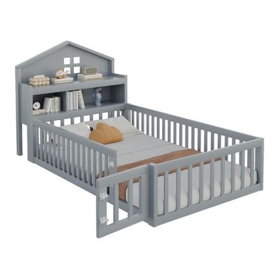 Sonnenh Kinderbett Grau 90 x 200 cm mit Stauraum