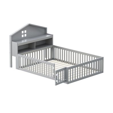 Sonnenh Kinderbett Grau 140 x 200 cm mit Stauraum