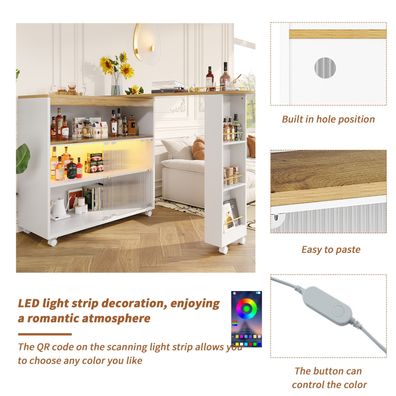 Sonnenh Bartisch 204 x 39 x 105 cm Weiß MDF mit Stauraum