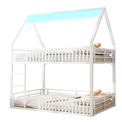 Sonnenh Etagenbett Weiß 140 x 200 cm mit USB & LED & Stauraum