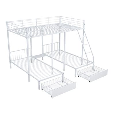Sonnenh Etagenbett Weiß 140 x 200 cm, 90 x 200 cm mit Stauraum