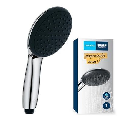 GROHE Vitalio Start 110 Duschkopf rund 1 Strahl (Regen), wassersparend, Anti-Kalk, Ch