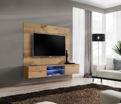 Anbauwand Wohnwand SWITCH PR2 Wotan mit Hochglanz Led und Push - Click System