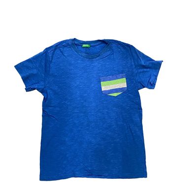 United Colors of Benetton T-Shirt Gr. 140 Blau Jungen Shirt Brusttasche Zustand Gut